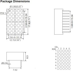 0.7 Inch 5X7 Dual Color LED DOT Matrix