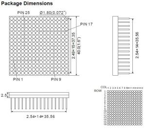 1.6 Inch 16X16 Single Color LED DOT Matrix